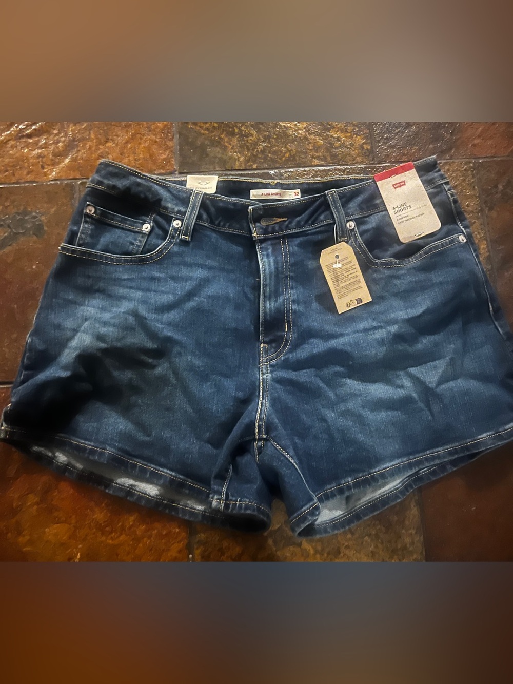 Levi's Women's A-Line Dark Blue Denim Shorts